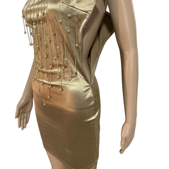Gold Beaded Mini Dress - Picture 6 of 6